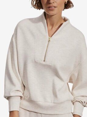 Varley Davidson Double Soft Sweatshirt in Ivory Marl-Size Large